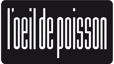 Logo blanc sur fond noir de L'Œil de poisson