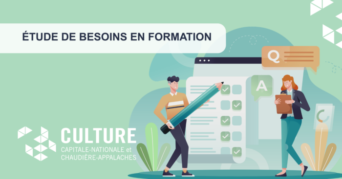 Illustration de deux personnes répondant à un sondage